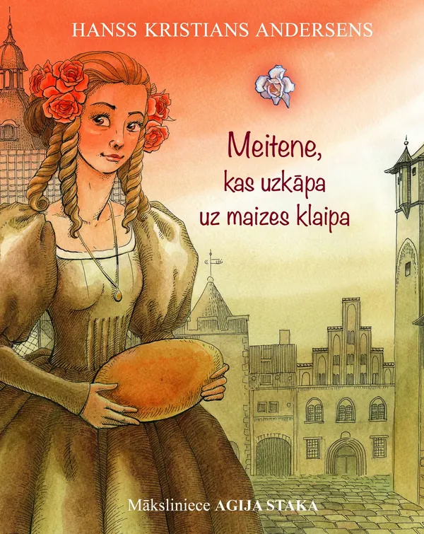 Meitene, kas uzkāpa uz maizes klaipa
