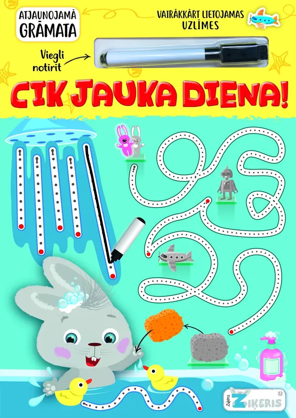 Cik jauka diena! (atjaunojamā grāmata) Zaķēns Ziķeris (ar uzlīmēm un marķieri)