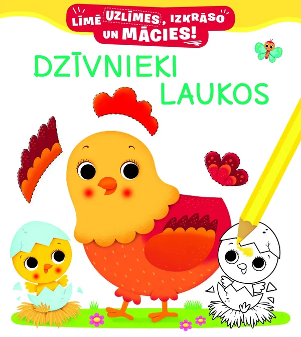 Dzīvnieki laukos. Līmē uzlīmes, izkrāso un mācies!