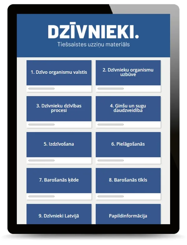 Dzīvnieki. Tiešsaistes uzziņu materiāls