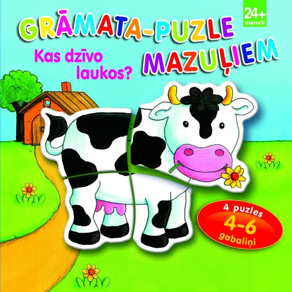 Grāmata-puzle mazuļiem. Kas dzīvo laukos? (24+ mēneši)