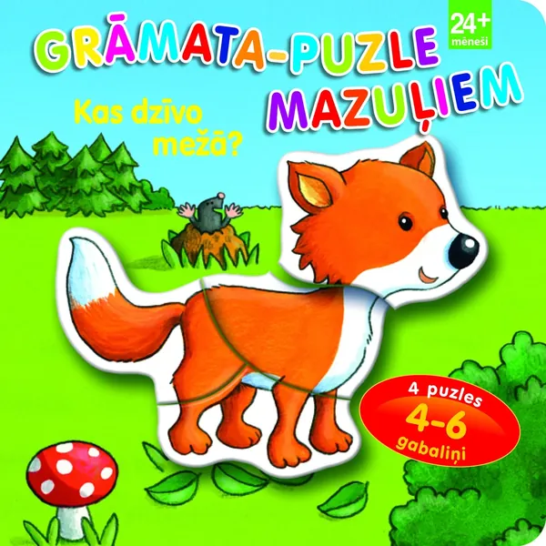 Grāmata-puzle mazuļiem. Kas dzīvo mežā? (24+ mēneši)