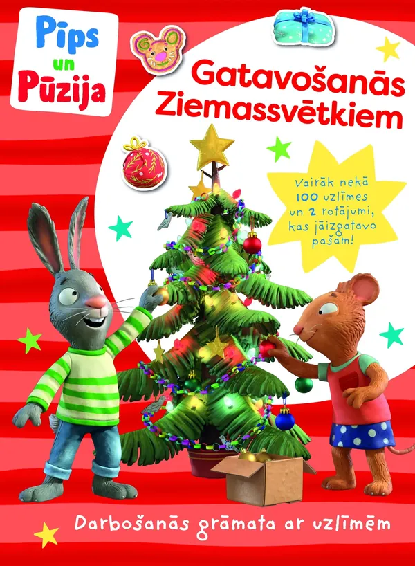 Pīps un Pūzija. Gatavošanās Ziemassvētkiem. Darbošanās grāmata ar uzlīmēm